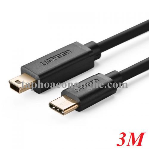 Ugreen 30188 3M màu đen mini usb sang Type-C mạ vàng 24k US153 30030188